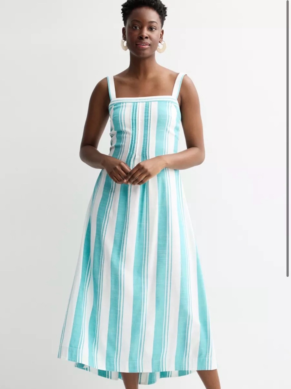 Sonoma Aqua and White Striped Midi Sundress
